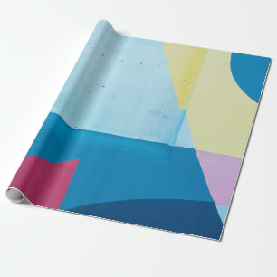 Papel De Regalo Pintura abstracta azul, roja, rosa y amarilla