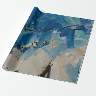Papel De Regalo Pintura abstracta azul y blanco