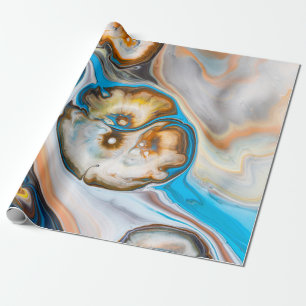 Papel De Regalo Pintura abstracta azul y blanco
