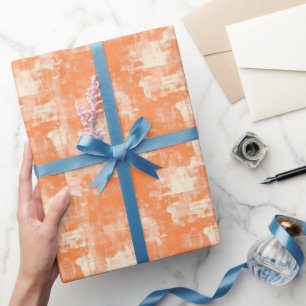 Papel De Regalo Pintura abstracta de naranja y crema