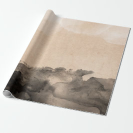 Papel De Regalo pintura abstracta de tinta negra con crema de marf