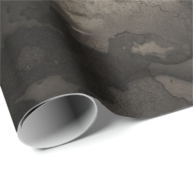 Papel De Regalo pintura abstracta de tinta negra con crema de marf (Esquina del rollo)