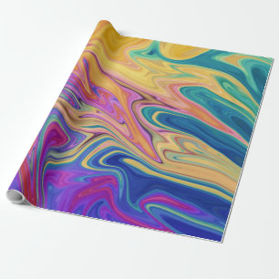 Papel De Regalo Pintura abstracta del río Colores   Mejor Bella Ar