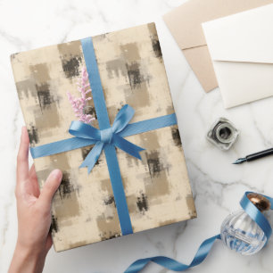 Papel De Regalo Pintura abstracta marrón y crema