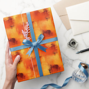 Papel De Regalo Pintura abstracta naranja y amarillo