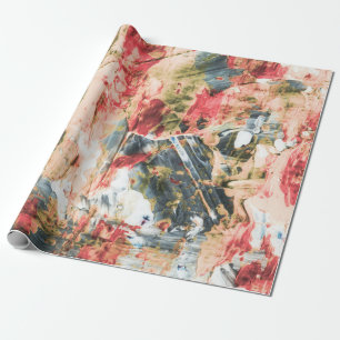 Papel De Regalo Pintura abstracta roja blanca y amarilla
