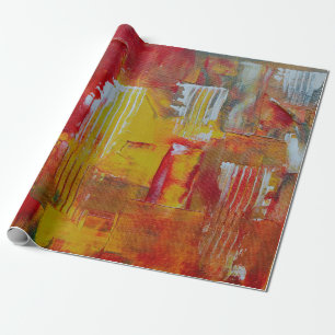 Papel De Regalo Pintura abstracta roja y amarilla