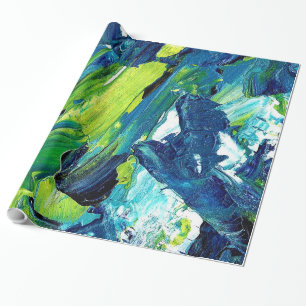Papel De Regalo Pintura acrílica abstracta en azul