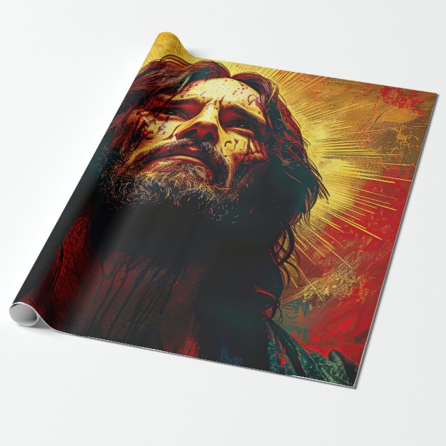 Papel De Regalo pintura acuarela de jesus christ (Desenrollado)