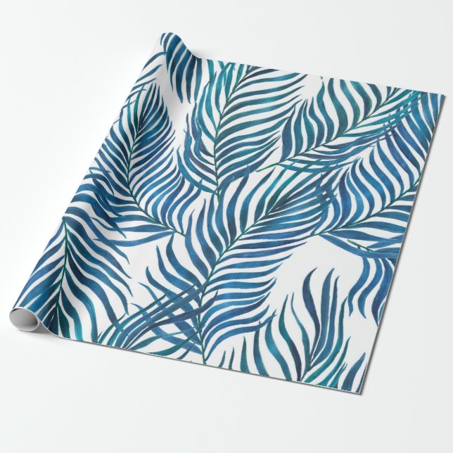 Papel De Regalo Pintura acuarela sin fisuras de patrón tropical (Desenrollado)