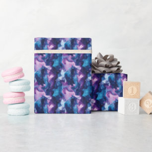 Papel De Regalo Pintura al óleo abstracta azul y púrpura