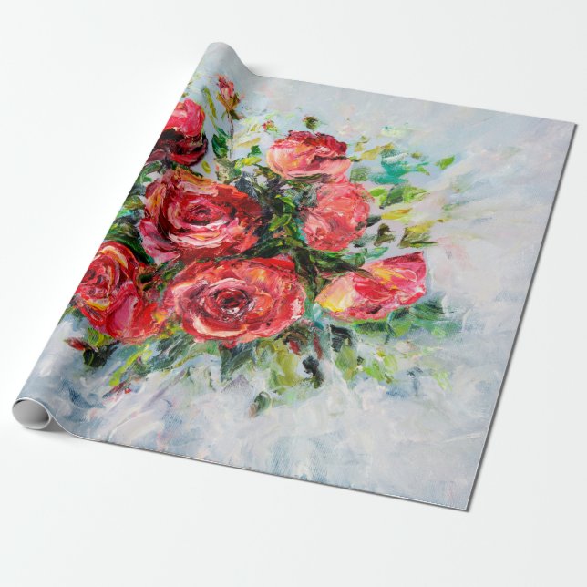 Papel De Regalo  pintura al óleo abstracta de un hermoso ramo fres (Desenrollado)