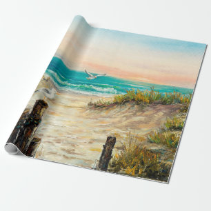 Papel De Regalo  pintura al óleo de dunas de playa oceánicas con g