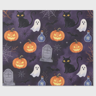 Papel De Regalo Pintura al óleo espeluznante de Halloween de color