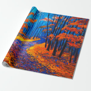 Papel De Regalo  pintura al óleo que muestra el hermoso bosque de 
