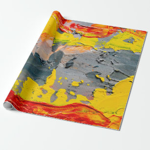 Papel De Regalo pintura amarilla, roja y verde