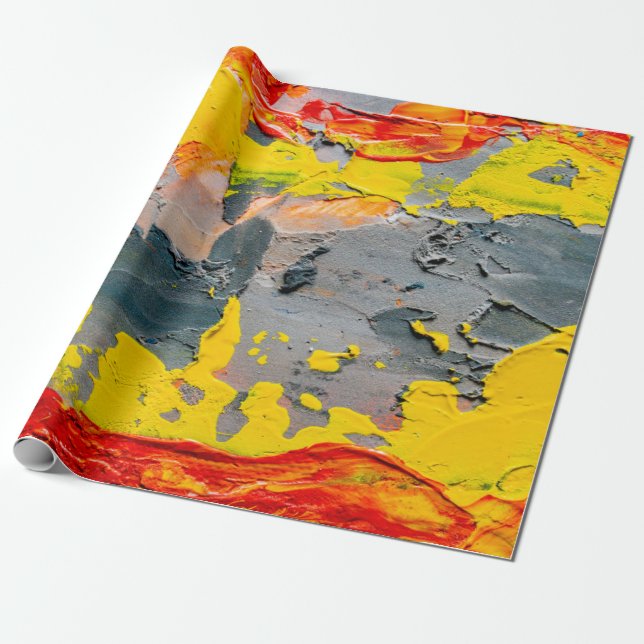 Papel De Regalo pintura amarilla, roja y verde (Desenrollado)