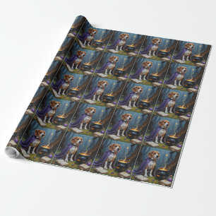 Papel De Regalo Pintura caprichosa de Halloween con perro Beagle