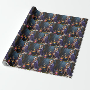 Papel De Regalo Pintura caprichosa de Halloween con perro Terrier 