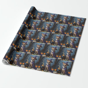 Papel De Regalo Pintura caprichosa de Halloween de perro Chihuahua