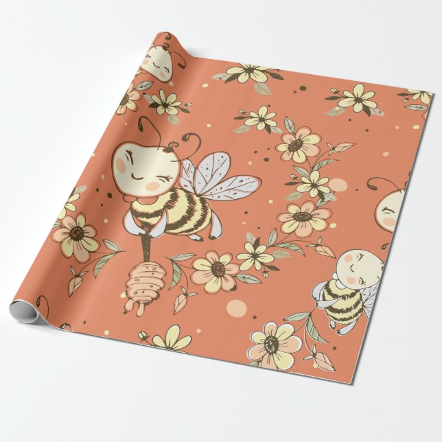 Papel De Regalo Pintura de abejas (Desenrollado)
