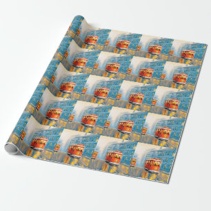 Papel De Regalo Pintura de aceite de tranvía de la ciudad antigua