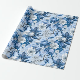 Papel De Regalo Pintura de color blanco azul floral Chinoiserie