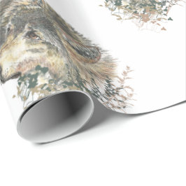 Papel De Regalo Pintura de color de agua madre lobo y cachorros
