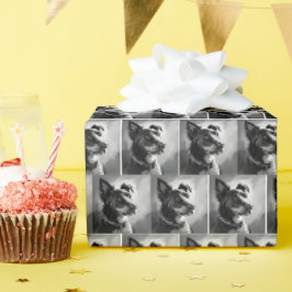 Papel De Regalo Pintura de dibujo de perro negro y plateado