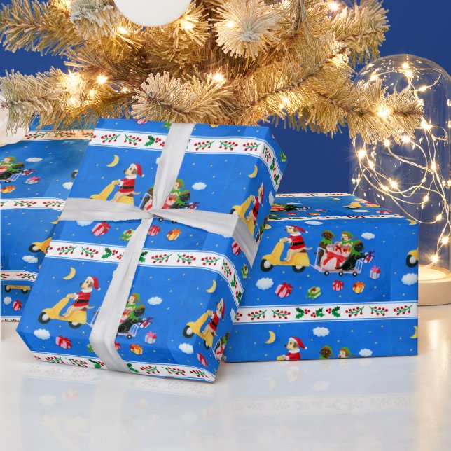 Papel De Regalo Pintura de entrega de navidades Labrador (Vacaciones)