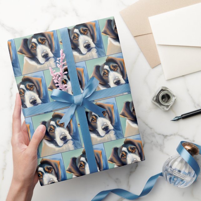 Papel De Regalo Pintura de esbozo de retrato de perro (Regalar)