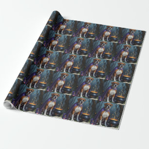 Papel De Regalo Pintura de Halloween de Boxer Dog