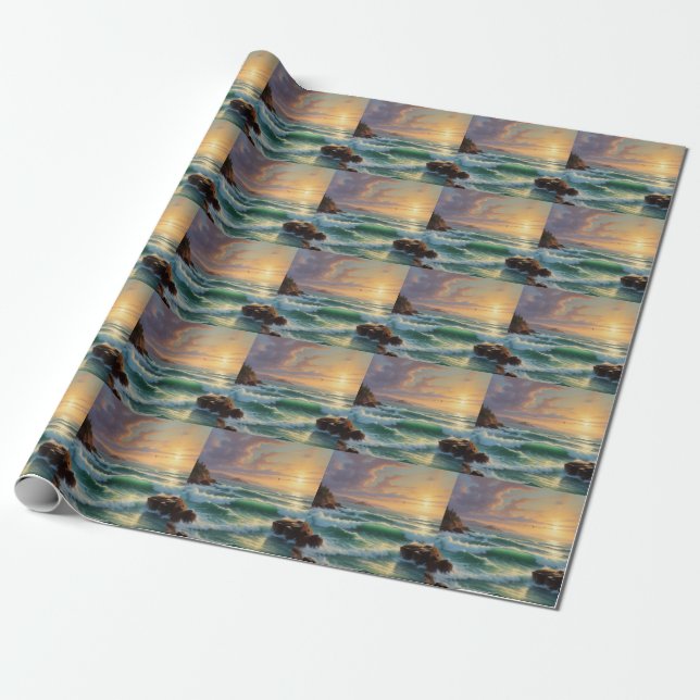 Papel De Regalo Pintura de la capa marina de sol (Desenrollado)