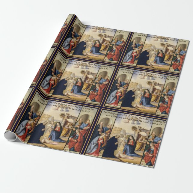 Papel De Regalo Pintura de natividad de los Navidades tradicionale (Desenrollado)
