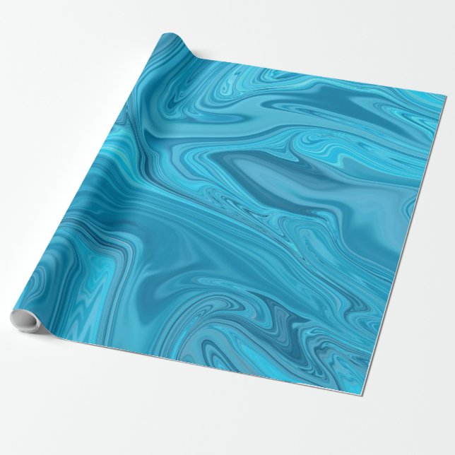 Papel De Regalo Pintura de ondas azules | Mejor pintura abstracta (Desenrollado)