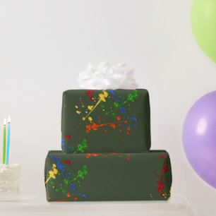 Papel De Regalo Pintura de Paintball con Brillo Fiesta de Salpicad