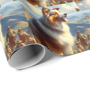 Papel De Regalo Pintura de pastor australiano vintage