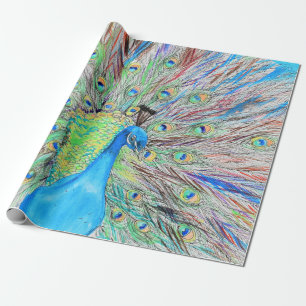 Papel De Regalo Pintura de pavo real acuático