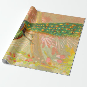 Papel De Regalo Pintura de pavo real y flores