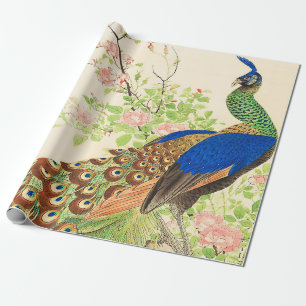 Papel De Regalo Pintura de pavo real y flores
