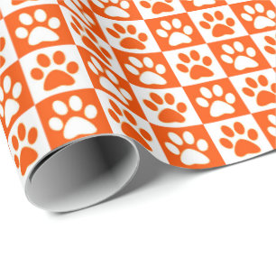 Papel De Regalo Pintura de perro Imprime naranja y blanco