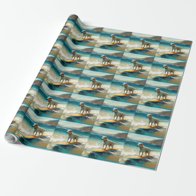 Papel De Regalo Pintura de surf de Anatolian Shepherd Beach (Desenrollado)