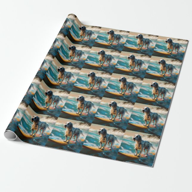 Papel De Regalo Pintura de surf en English Setter Beach (Desenrollado)