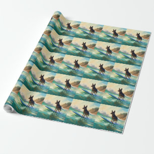 Papel De Regalo Pintura de Surf en la Playa de Kelpie Australiano