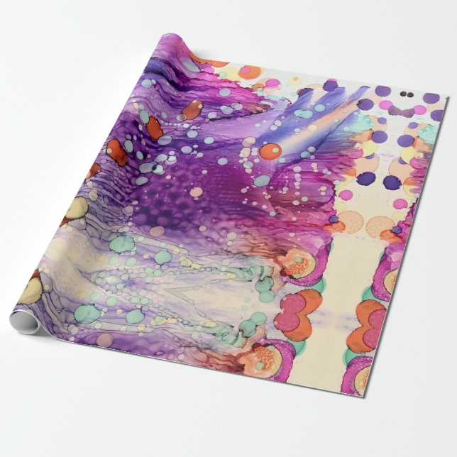 Papel De Regalo Pintura de tinta de alcohol con morado (Desenrollado)