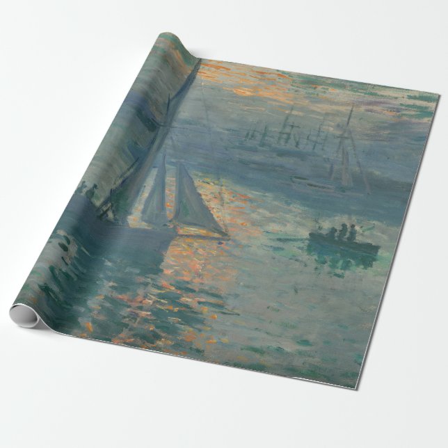Papel De Regalo Pintura del Impresionismo Marítimo Monet Sunrise (Desenrollado)