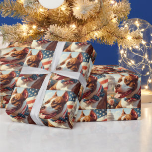 Papel De Regalo Pintura del Viejo Toro Terrier Americano