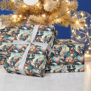 Papel De Regalo Pintura divertida de Bulldog francés vintage