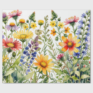Papel De Regalo Pintura en acuarela de flores silvestres bonitas y