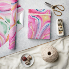 Papel De Regalo Pintura en acuarela floral abstracta